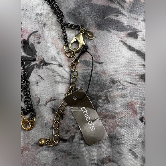 Chico’s Maye Mixed Metal Textures Sphere Necklace - NWT - Picture 6 of 7